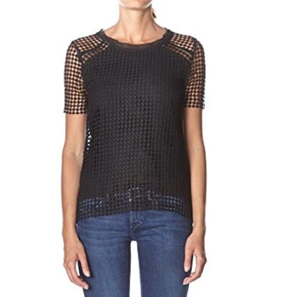 Suncoo Paris Crochet Letty Black Top Large